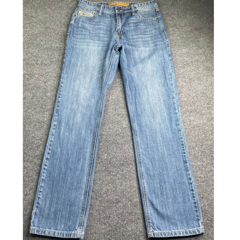 Rock & Roll Denim Jeans Mens 34x36 Blue Double Barrel Relaxed Stackable Bootcut